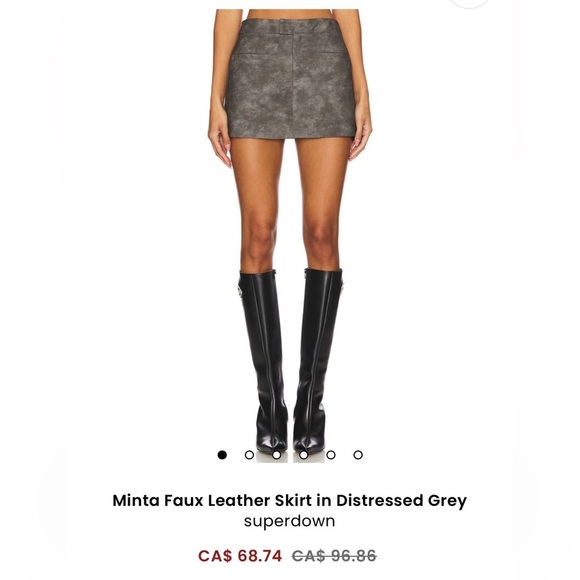Revolve Superdown Minta Faux Leather Skirt in Distressed Grey Sz Small - Picture 1 of 5